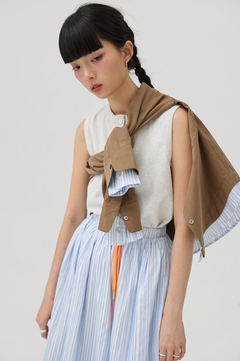 MUSUBI HENLEY TANK - GREY MARL - BEV C multi label store