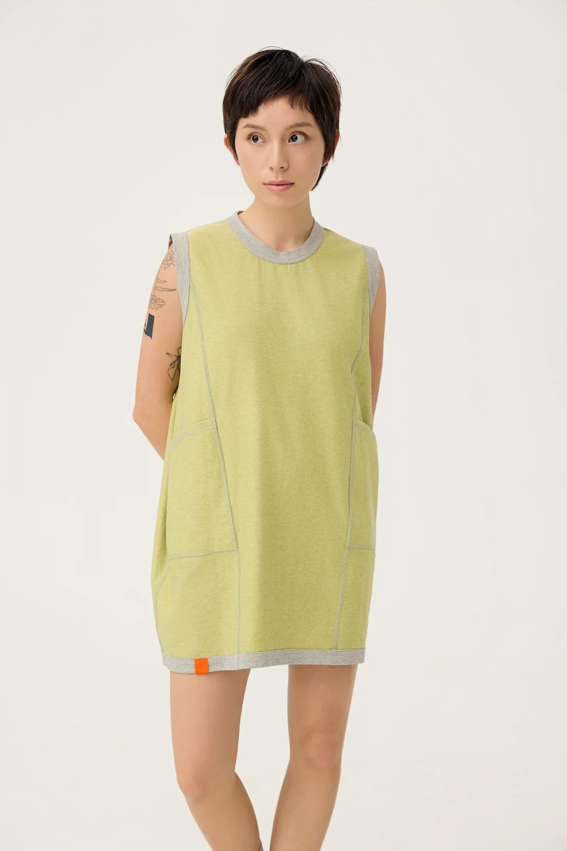COCOON JERSEY REVERSIBLE DRESS IN ZINC GREY & LEMON FIZZ - BEV C multi label store