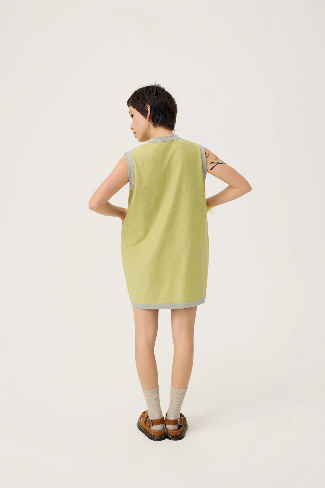 COCOON JERSEY REVERSIBLE DRESS IN ZINC GREY & LEMON FIZZ - BEV C multi label store