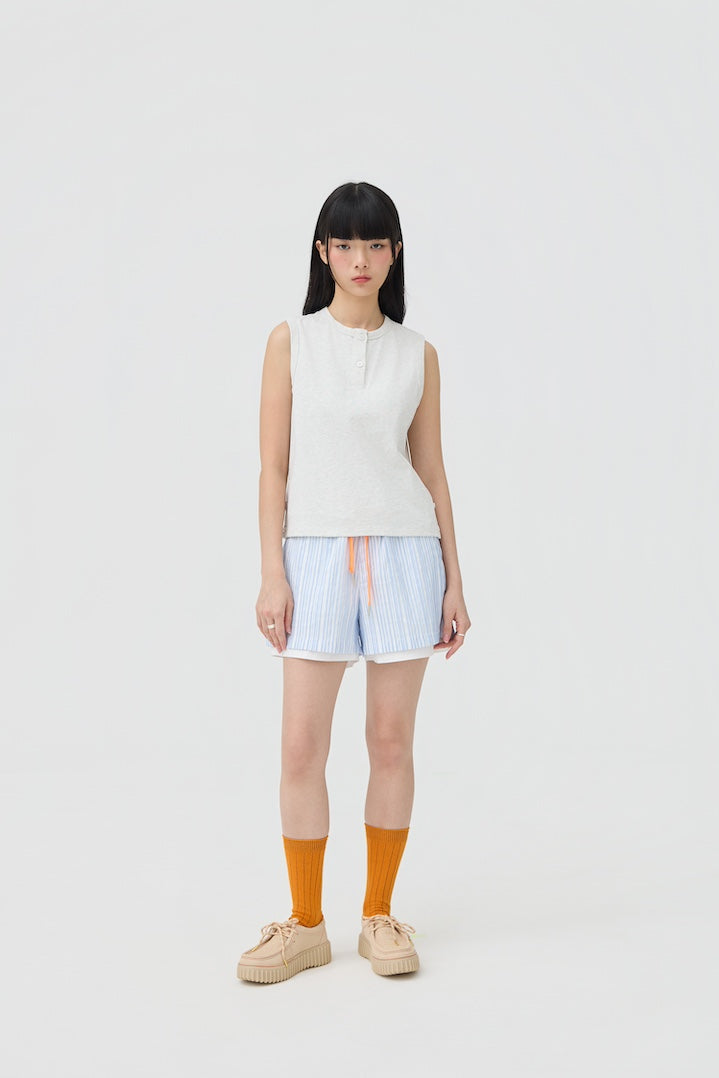 MUSUBI HENLEY TANK - GREY MARL - BEV C multi label store