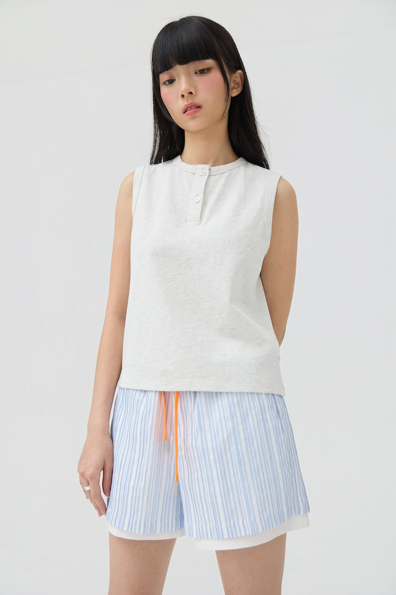 MUSUBI HENLEY TANK - GREY MARL - BEV C multi label store