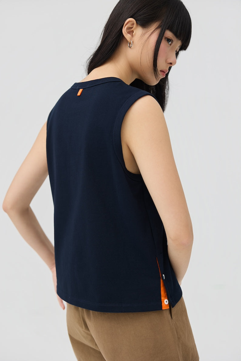 MUSUBI HENLEY TANK - NAVY - BEV C multi label store