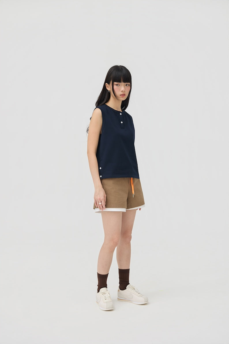 MUSUBI HENLEY TANK - NAVY - BEV C multi label store