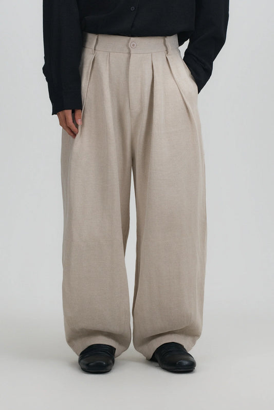 Gender Neutral Cocoon Trousers (Linen / Beige) - BEV C multi label store