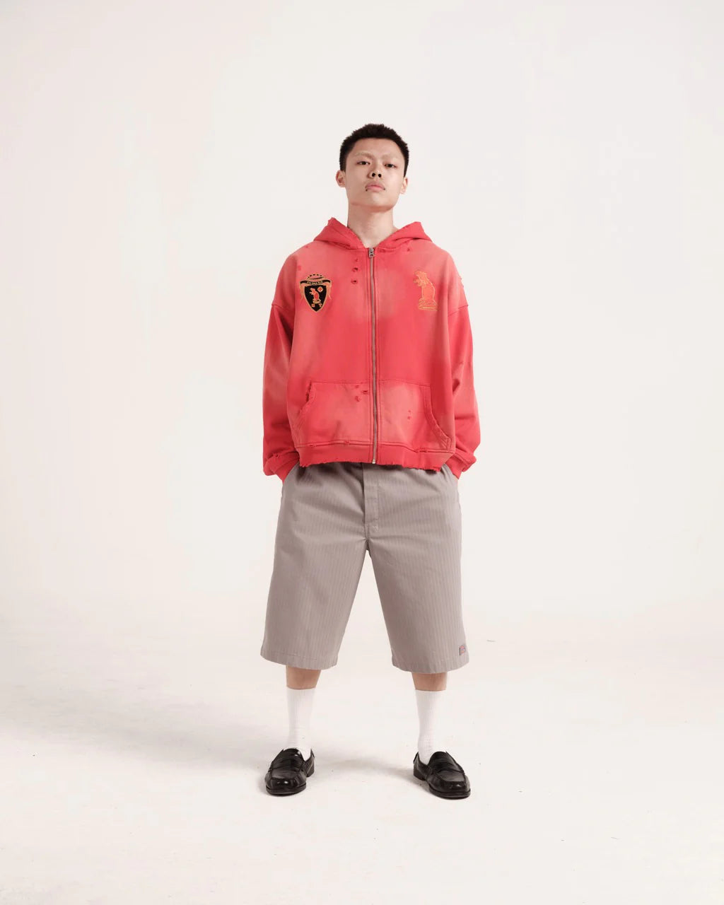 Faded Crimson Zip Up Hoodie - BEV C multi label store