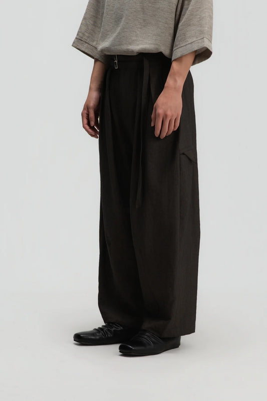 Gender Neutral Double Belted Long Trousers (Dark Grey) - BEV C multi label store
