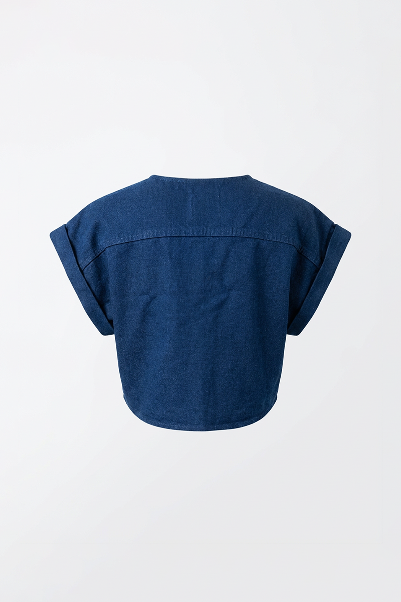 Eclipse Denim Crop Top - Blue - BEV C multi label store