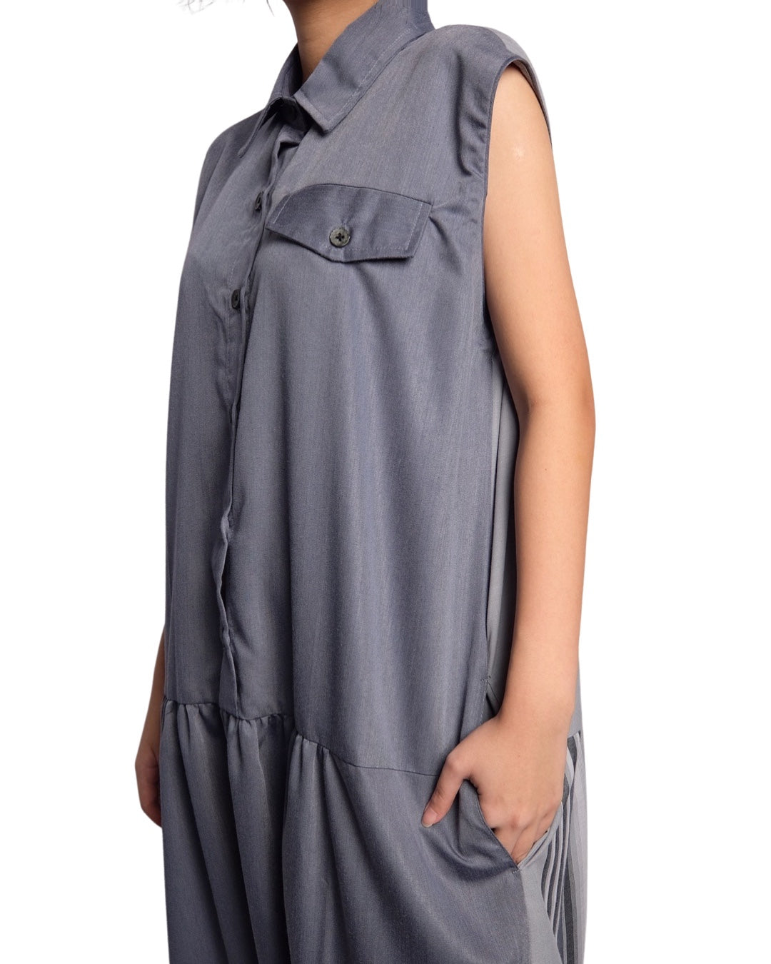 Oversized Overall Jumpsuit ( Ash Blue ) - BEV C multi label store